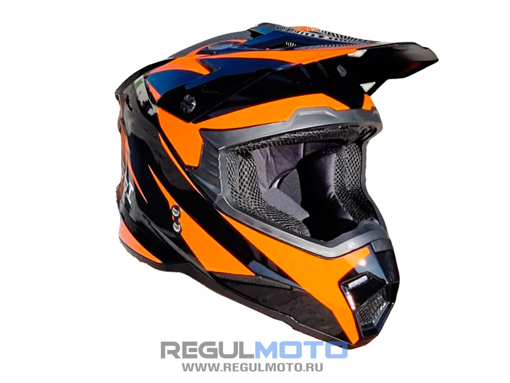 Шлем KIOSHI Holeshot 801 кроссовый Черный-оранжевый